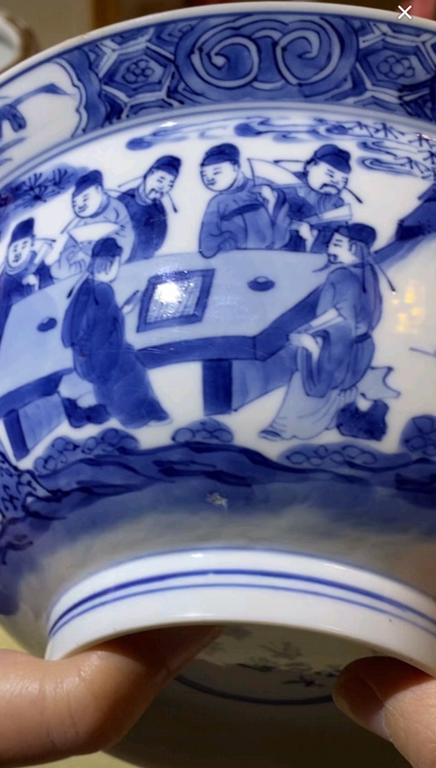 古玩陶瓷青花人物故事提材碗真品鑒賞圖