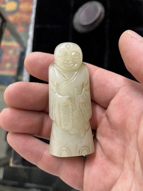 古玩玉器玉羅漢真品鑒賞圖