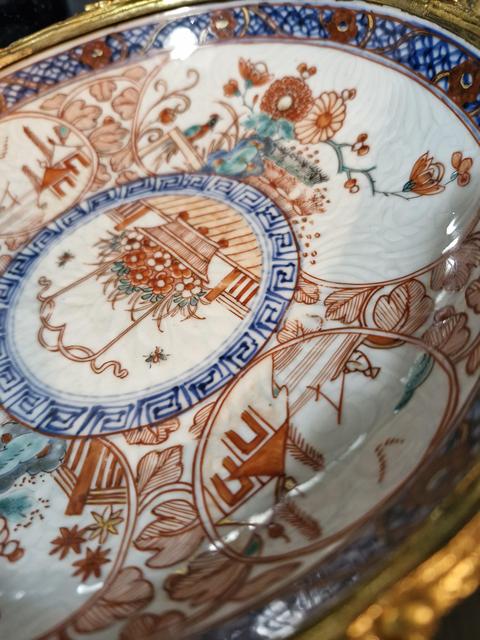古玩陶瓷五彩花鳥紋盤真品鑒賞圖