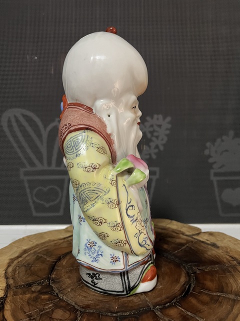 古玩陶瓷粉彩壽星塑像真品鑒賞圖