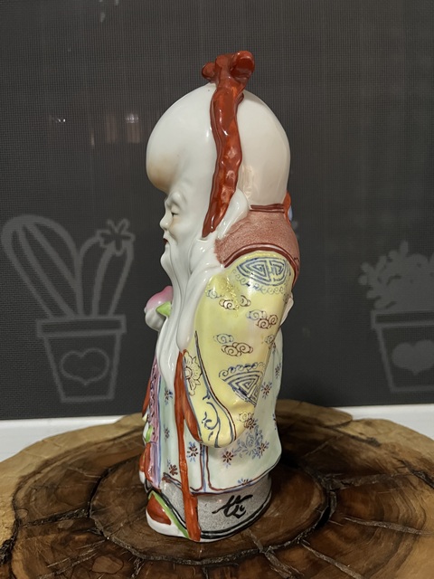 古玩陶瓷粉彩壽星塑像真品鑒賞圖