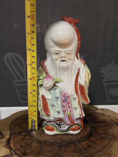 古玩陶瓷粉彩壽星塑像真品鑒賞圖