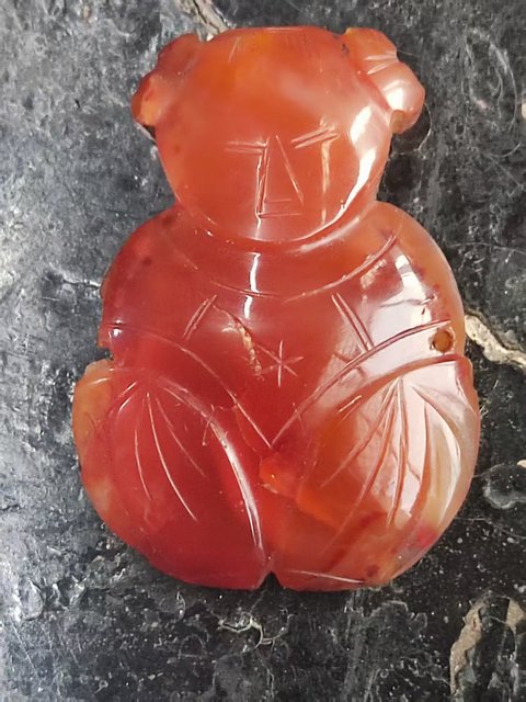 古玩玉器瑪瑙阿福真品鑒賞圖