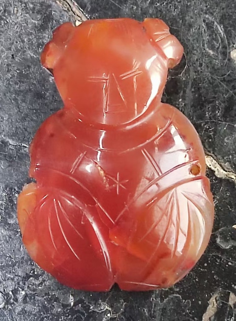 古玩玉器瑪瑙阿福真品鑒賞圖