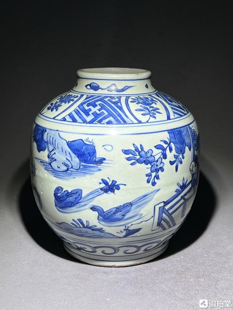 古玩陶瓷青花人物罐真品鑒賞圖