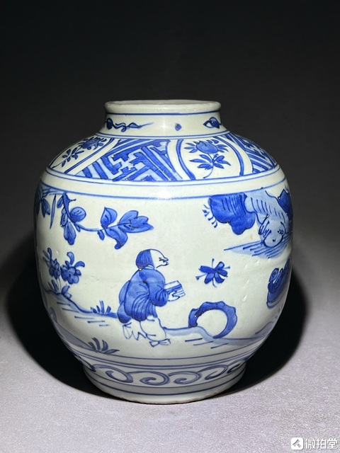 古玩陶瓷青花人物罐真品鑒賞圖