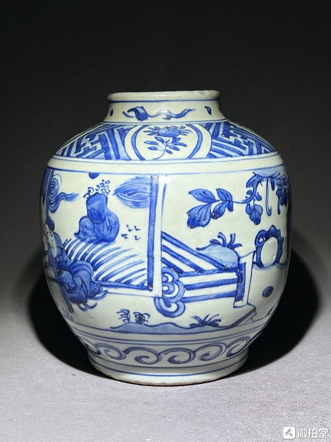 古玩陶瓷青花人物罐真品鑒賞圖