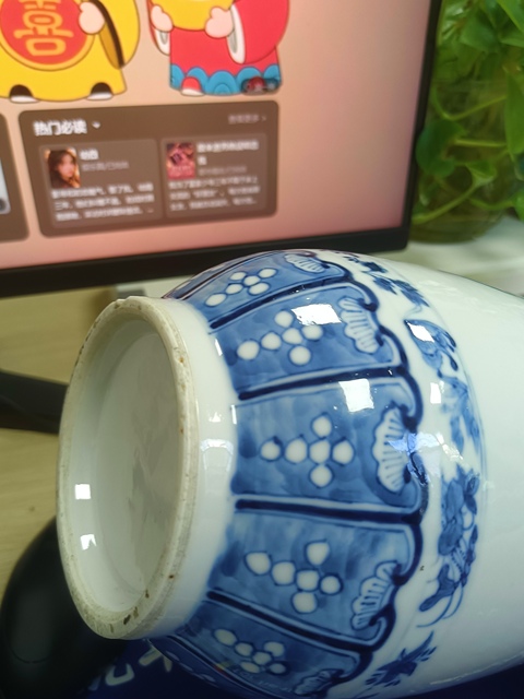 古玩陶瓷青花團鶴紋壯罐真品鑒賞圖
