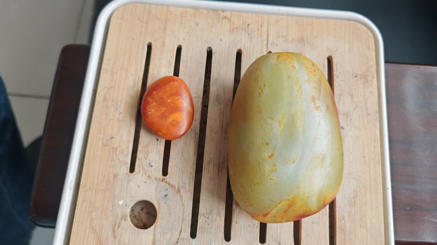 古玩玉器染色仿和田玉籽料真品鑒賞圖