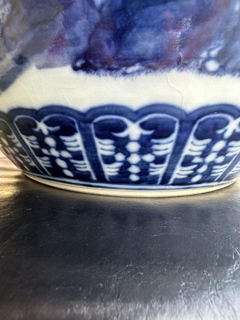 古玩陶瓷山水紋青花缸真品鑒賞圖