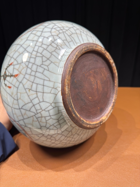 古玩陶瓷哥釉五彩瓶真品鑒賞圖
