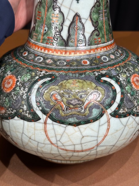 古玩陶瓷哥釉五彩瓶真品鑒賞圖