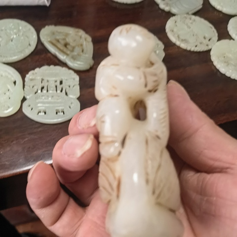 古玩玉器和田玉雕“羲之愛鵝”把件真品鑒賞圖