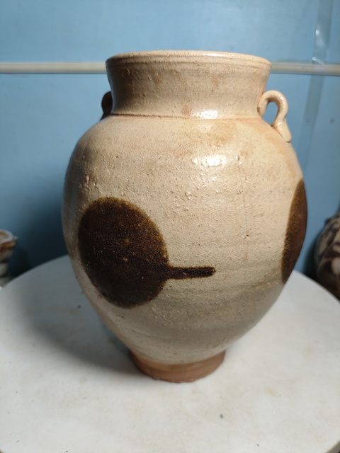 古玩陶瓷青釉褐彩雙系罐真品鑒賞圖