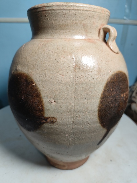 古玩陶瓷青釉褐彩雙系罐真品鑒賞圖