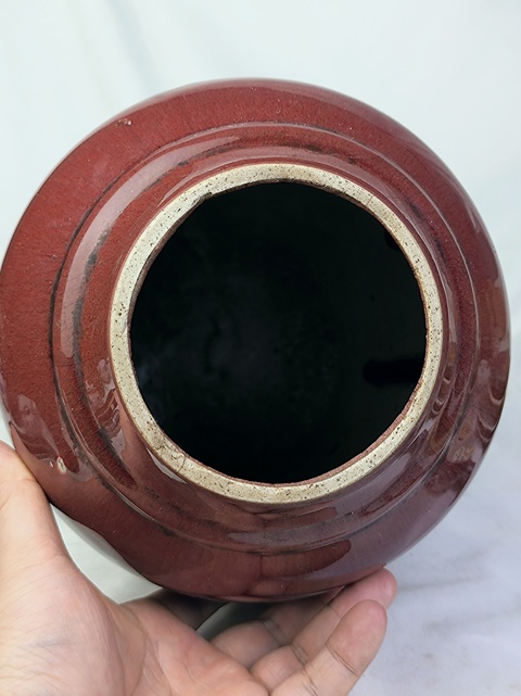 古玩陶瓷窯變紅釉瓶標本真品鑒賞圖
