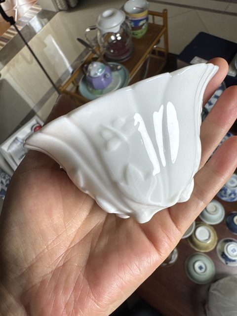 古玩陶瓷德化白瓷玉蘭杯真品鑒賞圖