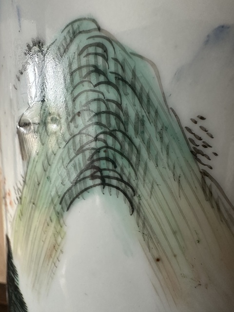 古玩陶瓷山水紋帽筒真品鑒賞圖