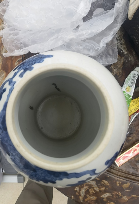 古玩陶瓷青花三娘教子圖將軍罐真品鑒賞圖