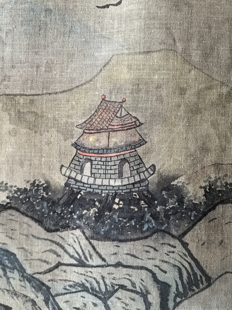 古玩字畫高悅達絹本山水真品鑒賞圖