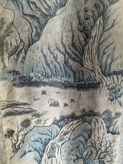 古玩字畫高悅達絹本山水真品鑒賞圖