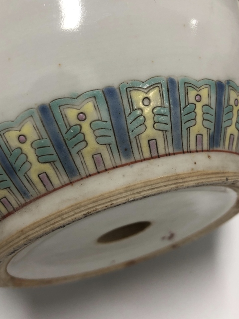 古玩陶瓷粉彩鳳穿牡丹圖花盆真品鑒賞圖