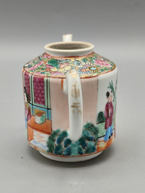 古玩陶瓷人物紋廣彩執壺真品鑒賞圖