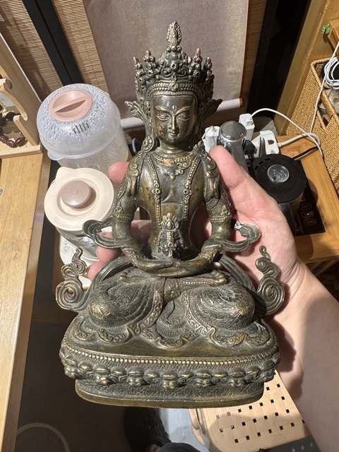 古玩銅器銅長壽佛真品鑒賞圖