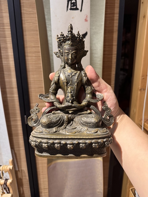 古玩銅器銅長壽佛真品鑒賞圖