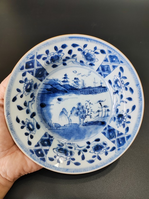 古玩陶瓷康熙青花盤拍賣，當前價格1800元