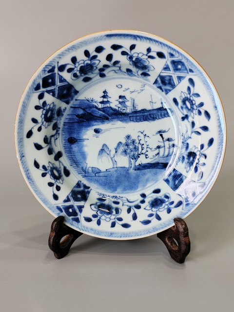 古玩陶瓷康熙青花盤拍賣，當前價格1800元