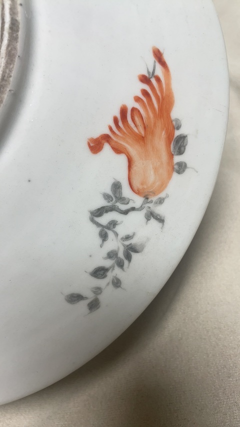 古玩陶瓷粉彩東方朔偷桃圖盤真品鑒賞圖