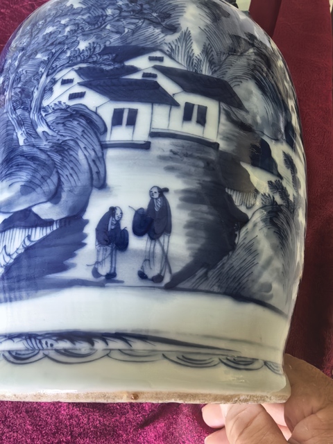 古玩陶瓷青花盤口瓶真品鑒賞圖