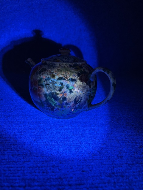 古玩陶瓷粉彩百花不落地大茶壺真品鑒賞圖