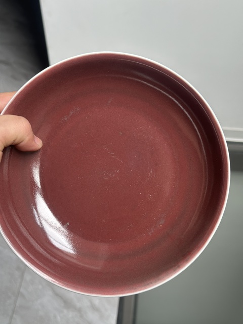 古玩陶瓷祭紅釉盤拍賣，當前價格98888元