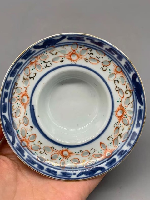 古玩陶瓷青花加彩玲瓏瓷三才蓋碗真品鑒賞圖