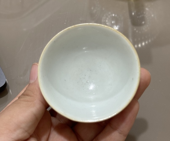古玩陶瓷清中期扎道紋花卉紋杯真品鑒賞圖