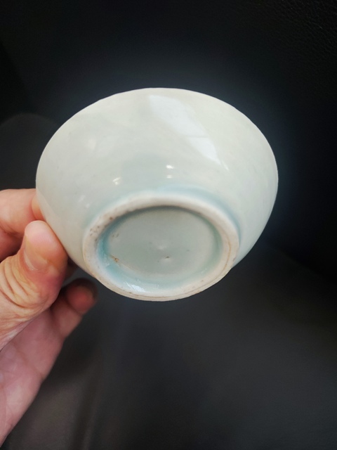 古玩陶瓷豆青釉杯盤真品鑒賞圖