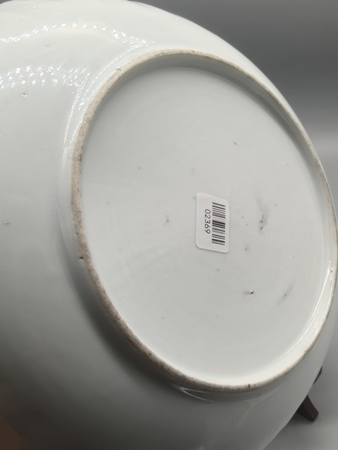 古玩陶瓷樓臺亭閣山水紋青花盤真品鑒賞圖