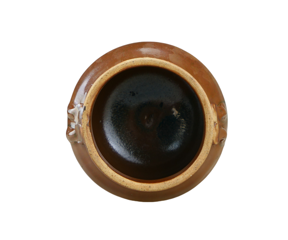 古玩陶瓷精品:明代耀州窯紫金釉四耳蓋罐(高品質)拍賣,當前價格350元