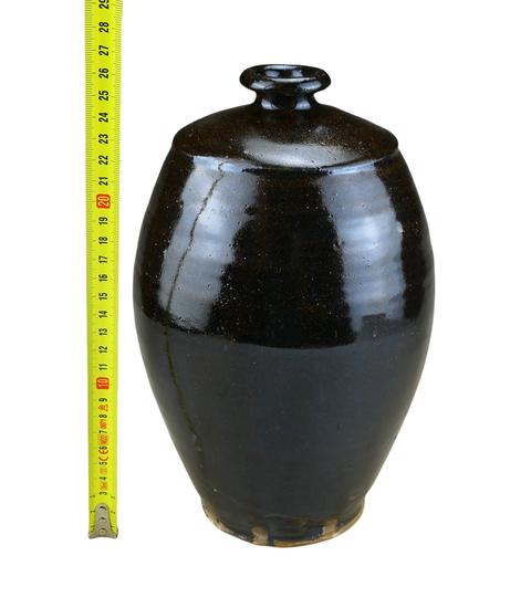 古玩陶瓷清·褐釉梅瓶真品鑒賞圖
