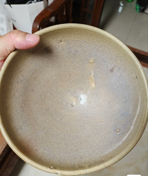 古玩陶瓷鈞窯月白釉茶碗真品鑒賞圖