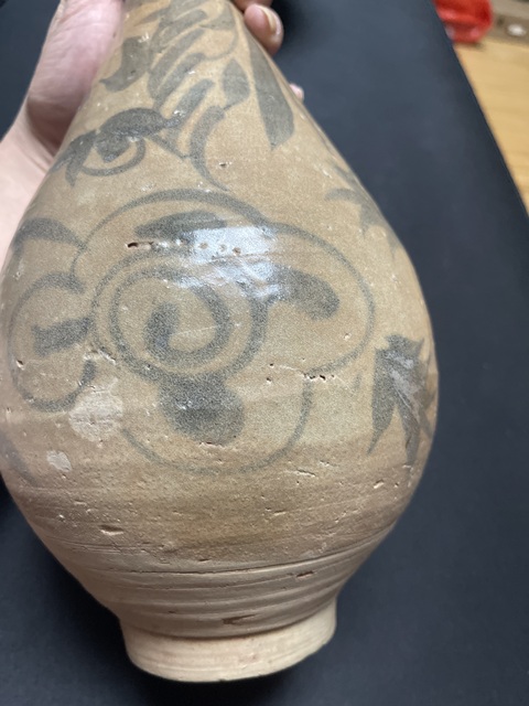 古玩陶瓷玉溪窯青花花卉紋玉壺春瓶真品鑒賞圖