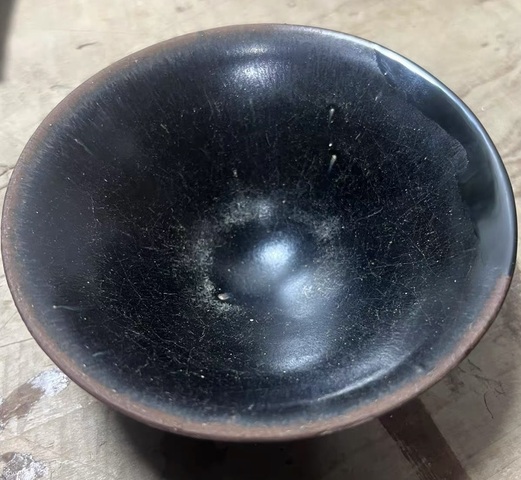 古玩陶瓷南宋福建窯場黑釉斗笠盞真品鑒賞圖