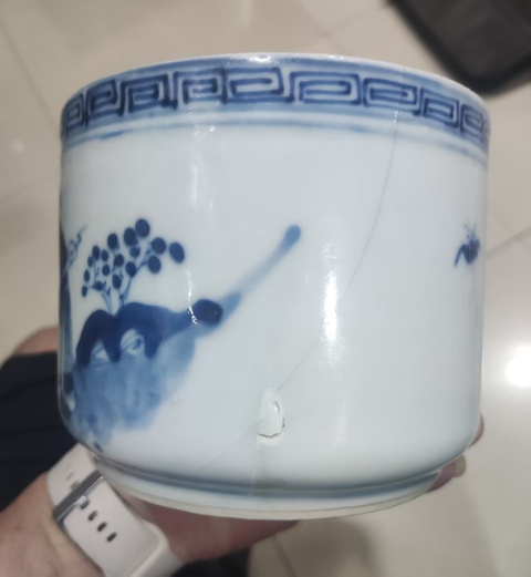 古玩陶瓷三星高照圖青花香爐真品鑒賞圖