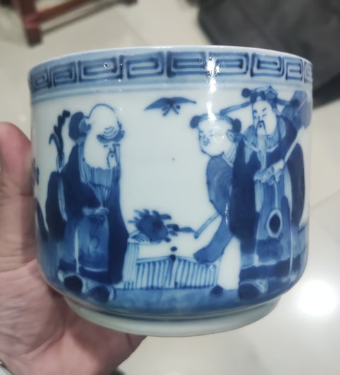 古玩陶瓷三星高照圖青花香爐真品鑒賞圖