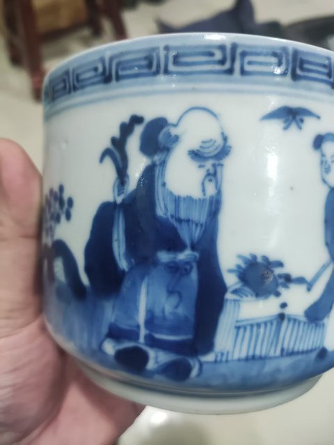 古玩陶瓷三星高照圖青花香爐真品鑒賞圖