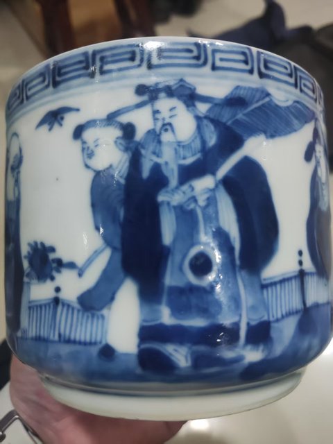 古玩陶瓷三星高照圖青花香爐真品鑒賞圖
