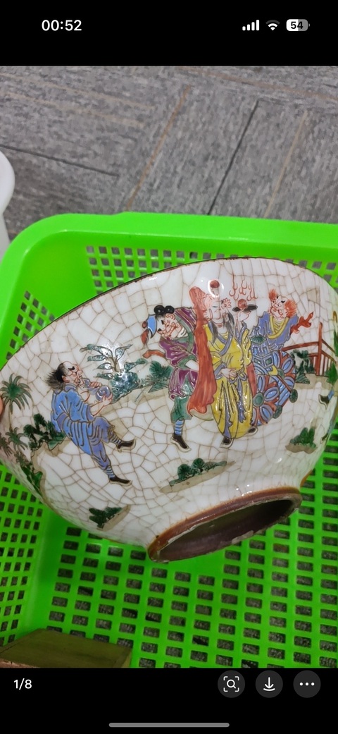 古玩陶瓷哥釉粉彩人物故事紋碗真品鑒賞圖