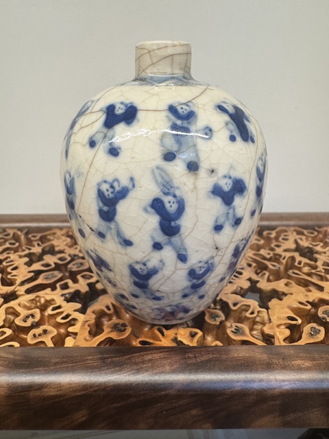 古玩陶瓷煨瓷青花嬰戲圖罐，謝謝信任真品鑒賞圖